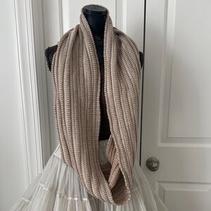 J. Crew Ribbed Woven Knit Scarf in Beige and Light Gray NWOT